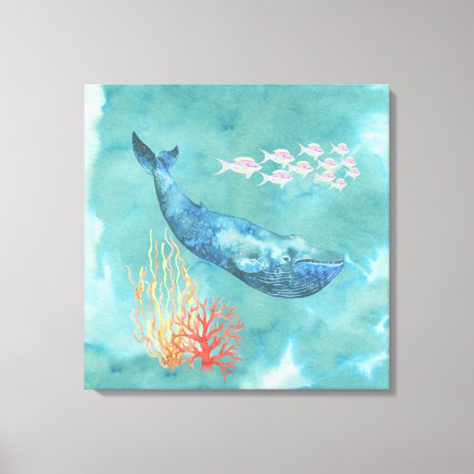 Toile Aquarelle Baleine bleue ID368 (Recto)