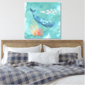 Toile Aquarelle Baleine bleue ID368 (Insitu(Chambre))