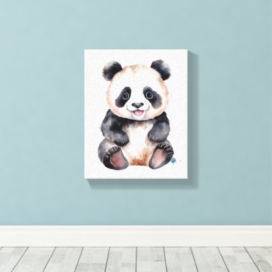 Toile Aquarelle bébé panda mignon (Insitu (Plancher de Bois))