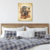 Toile Aquarelle Bison Buffle Animaux Nature (Insitu(Chambre))