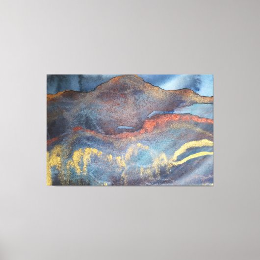 Toile Aquarelle bleu or Abstraite Marine Élégante Modern (Recto)