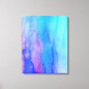 Toile Aquarelle bleu turquoise Abstraite moderne violet