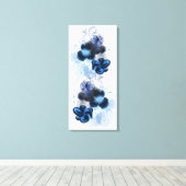 Toile Aquarelle Bleue Originale Fleurs Orientales Peintu (Insitu (Plancher de Bois))