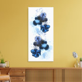 Toile Aquarelle Bleue Originale Fleurs Orientales Peintu (Insitu(Salon))