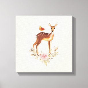 Toile Aquarelle Brown mignonne Cerf Rustique