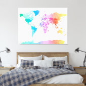Toile Aquarelle Carte politique du monde (Insitu(Chambre))