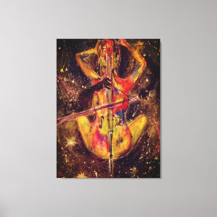 Toile Aquarelle - Cello Space Sonata - Lady avec Cello