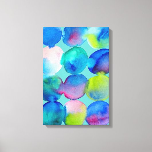 Toile Aquarelle cercle motif art abstrait couleur cool (Recto)