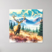 Toile Aquarelle Cerf avec Antlers (Recto)