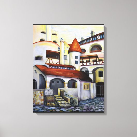 Toile Aquarelle Château Dracula Cour intérieure (Recto)