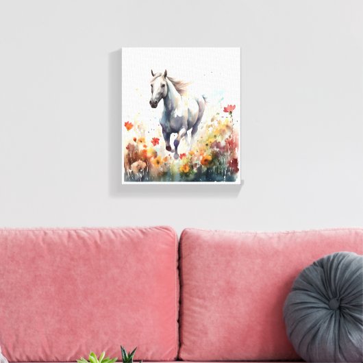 Toile Aquarelle Cheval Galloping À Travers Un Champ (Insitu(Salon))