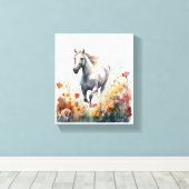 Toile Aquarelle Cheval Galloping À Travers Un Champ (Insitu (Plancher de Bois))