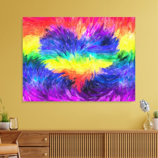 Toile Aquarelle 'Coeur arc-en-ciel' Effet Art Abstrait (Insitu(Salon))