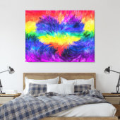 Toile Aquarelle 'Coeur arc-en-ciel' Effet Art Abstrait (Insitu(Chambre))