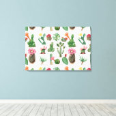 Toile Aquarelle colorée Cactus et succulents Fleurs (Insitu (Plancher de Bois))
