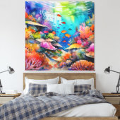 Toile Aquarelle corail récif sous l'eau (Insitu(Chambre))