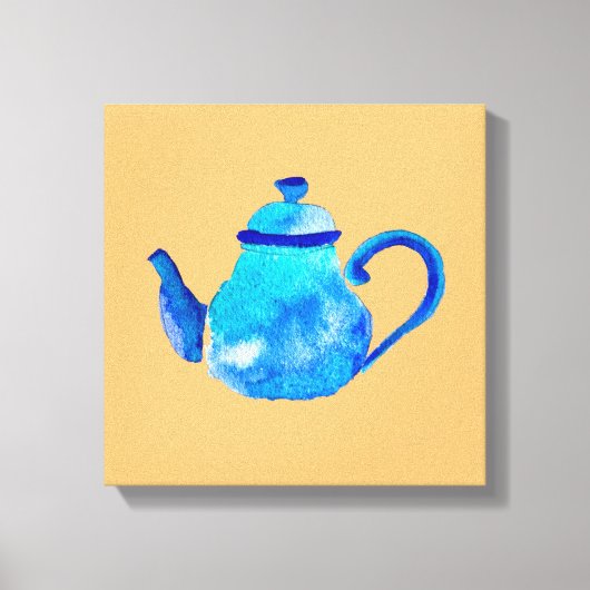 Toile Aquarelle couleur bleu teapot (Recto)