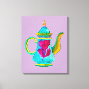 Toile Aquarelle couleur turque teapot