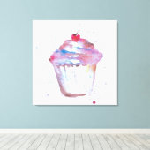 Toile Aquarelle, cupcake scintillant en rose violet (Insitu (Plancher de Bois))