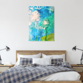 Toile Aquarelle de Dandelion bleu et vert abstrait (Insitu(Chambre))