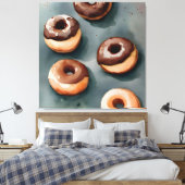 Toile Aquarelle de Donuts au chocolat (Insitu(Chambre))