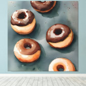 Toile Aquarelle de Donuts au chocolat (Insitu (Plancher de Bois))