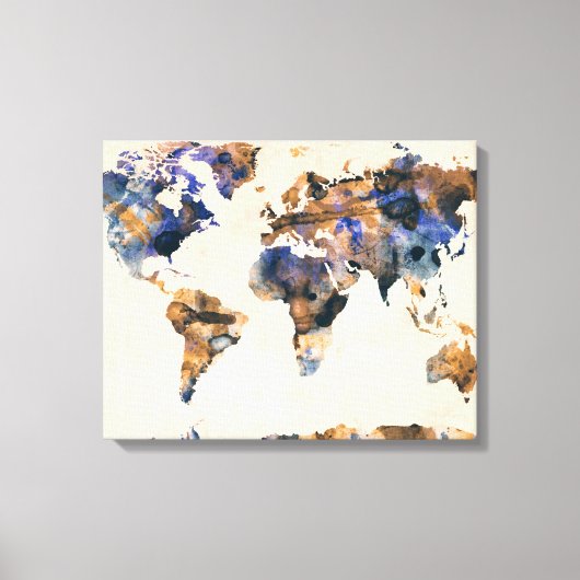 Toile Aquarelle de la carte mondiale (Recto)
