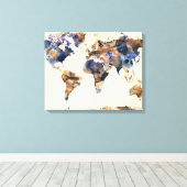 Toile Aquarelle de la carte mondiale (Insitu (Plancher de Bois))