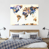 Toile Aquarelle de la carte mondiale (Insitu(Chambre))
