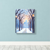 Toile Aquarelle de la chute de neige hivernale de Boston (Insitu (Plancher de Bois))