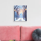 Toile Aquarelle de la chute de neige hivernale de Boston (Insitu(Salon))