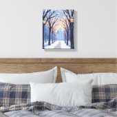 Toile Aquarelle de la chute de neige hivernale de Boston (Insitu(Chambre))