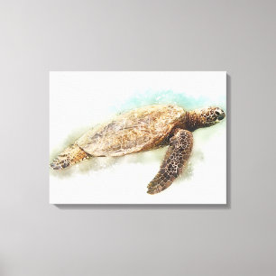 Toile Aquarelle de la tortue de mer d'Hawaï