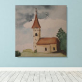 Toile Aquarelle de l'église médiévale (Insitu (Plancher de Bois))
