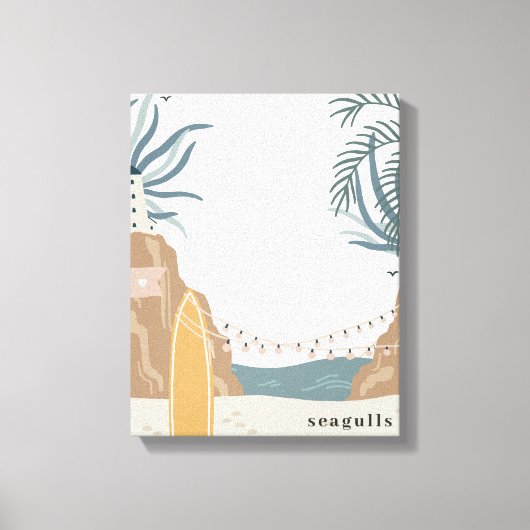 Toile Aquarelle de plage de mouettes (Recto)