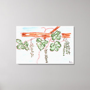 Toile Aquarelle de vignes avec raisins France