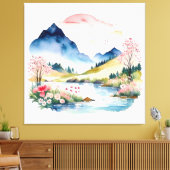 Toile Aquarelle d'été des montagnes (Insitu(Salon))