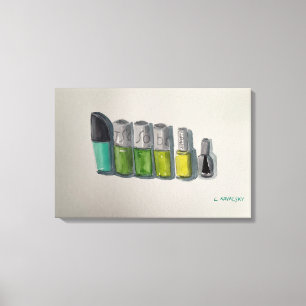 Toile Aquarelle D'Origine Art Nailpolis En Vert