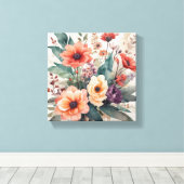 Toile Aquarelle douce Bouquet floral (Insitu (Plancher de Bois))