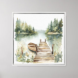 Toile Aquarelle du bateau de Mountain Lake Art acrylique
