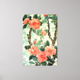Toile Aquarelle du jardin de la Camelia