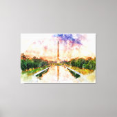 Toile Aquarelle du Washington Monument au coucher du sol (Recto)