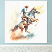 Toile Aquarelle Dusty Western "Bucking Bronco" (Insitu (Plancher de Bois))