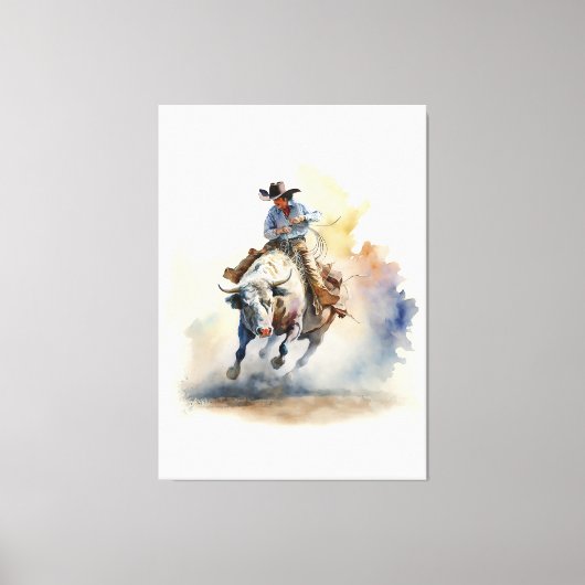 Toile Aquarelle Dusty Western "Rodeo Bull Rider" (Recto)