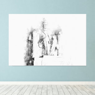 Toile Aquarelle et dessin au crayon du Mémorial Lincoln