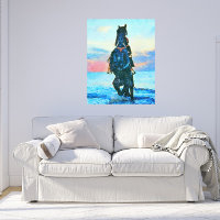 *~* Aquarelle Femme Horse Beach Equine AR22