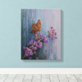 Toile Aquarelle Fleur et Papillon (Insitu (Plancher de Bois))