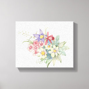 Toile Aquarelle fleurs botaniques, vintage