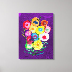 Toile Aquarelle fleurs violettes fleuries florales