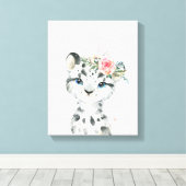 Toile Aquarelle Floral Baby Snow Leopard (Insitu (Plancher de Bois))